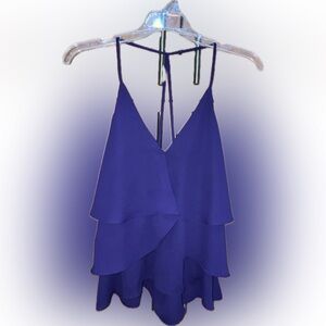Express Purple Layered Ruffle V-Neck Tank Top M